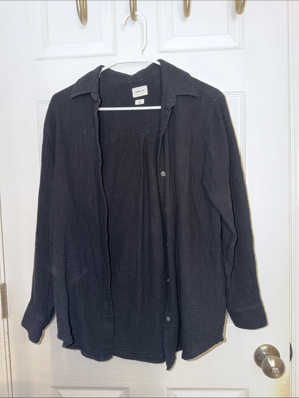 Aritzia Black Lightweight Button-Front Cardigan Shirt
